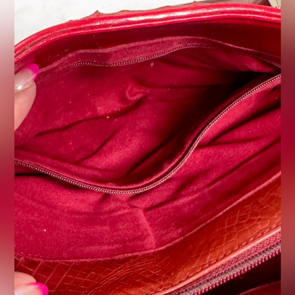 Pierre Cardin Red Croc-Embossed Double-Handle Satchel - Picture 9 of 10